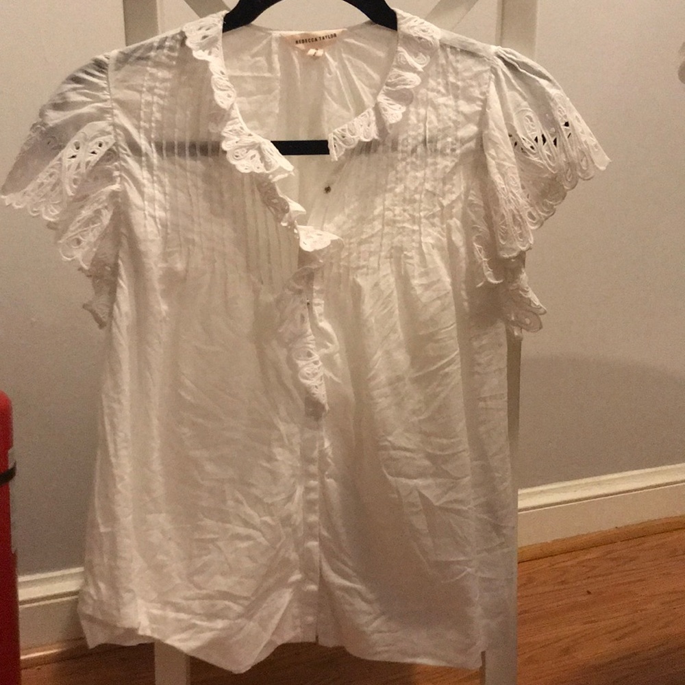 Rebecca Taylor babydoll white blouse, Sz 0